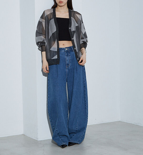 NOMINE「タック ボリューム デニムパンツ」|デニム|