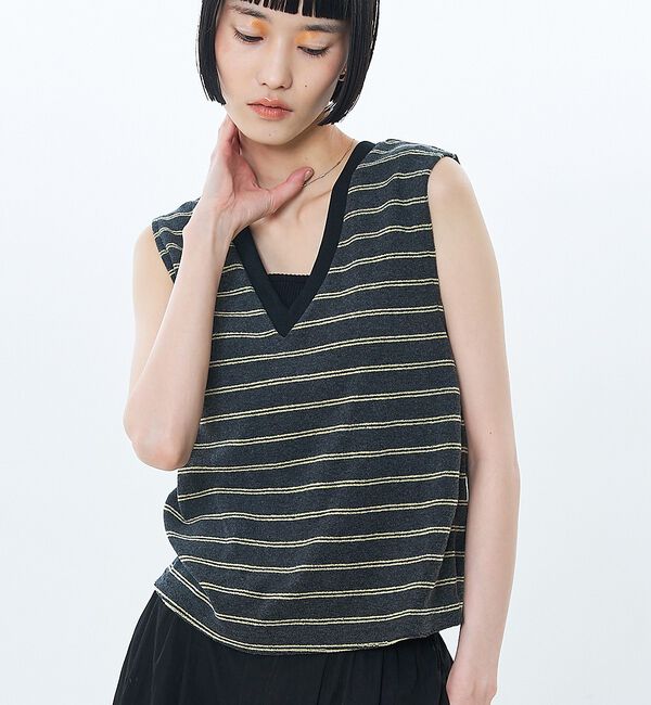 NOMINE「前後2WAY パイル タンク【予約】」|キャミソール|グレー