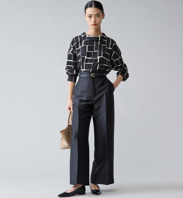 TIARA「ブラッシュマークプリントハイネックブラウス」|シャツ・ブラウス|