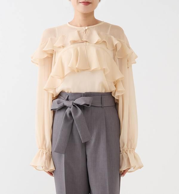 TIARA「 ラップルフリルブラウス」|シャツ・ブラウス|ベージュ