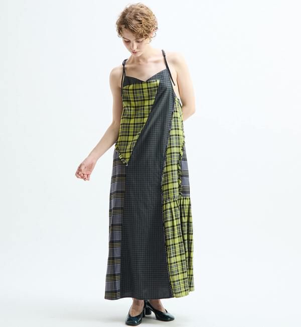 SOFFITTO「【AULA AILA/アウラ アイラ】CHECKERED JUMPER SKIRT」|ワンピース|イエロー系その他