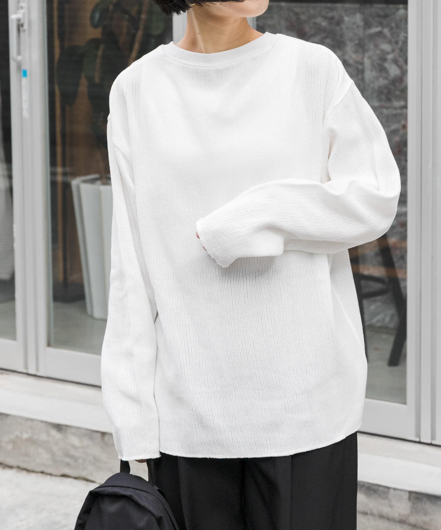 URBAN RESEARCH DOORS「FORK&SPOON　メッシュロングスリーブプルオーバー」|Tシャツ・カットソー|オフホワイト