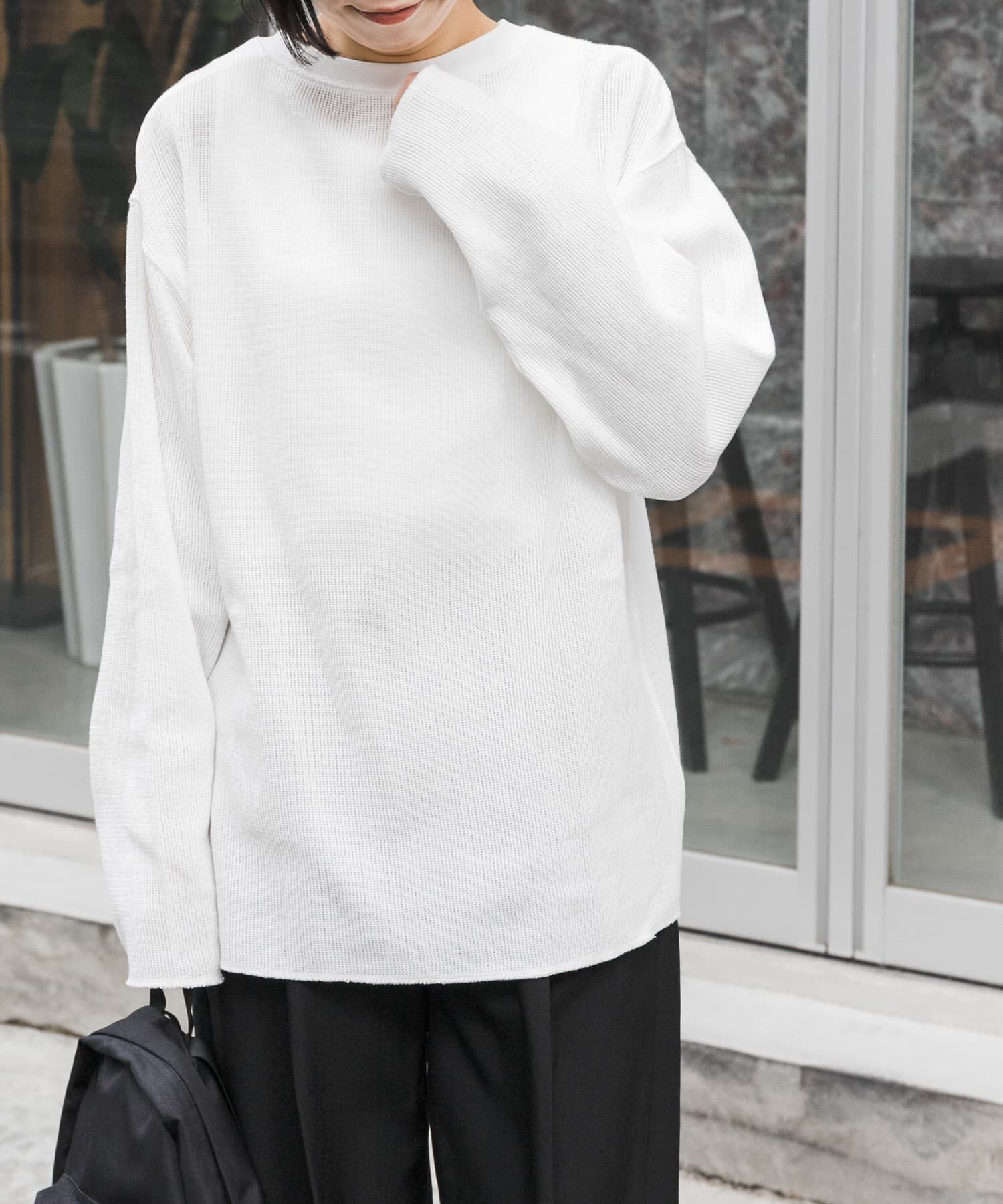 URBAN RESEARCH DOORS「FORK&SPOON　メッシュロングスリーブプルオーバー」|Tシャツ・カットソー|