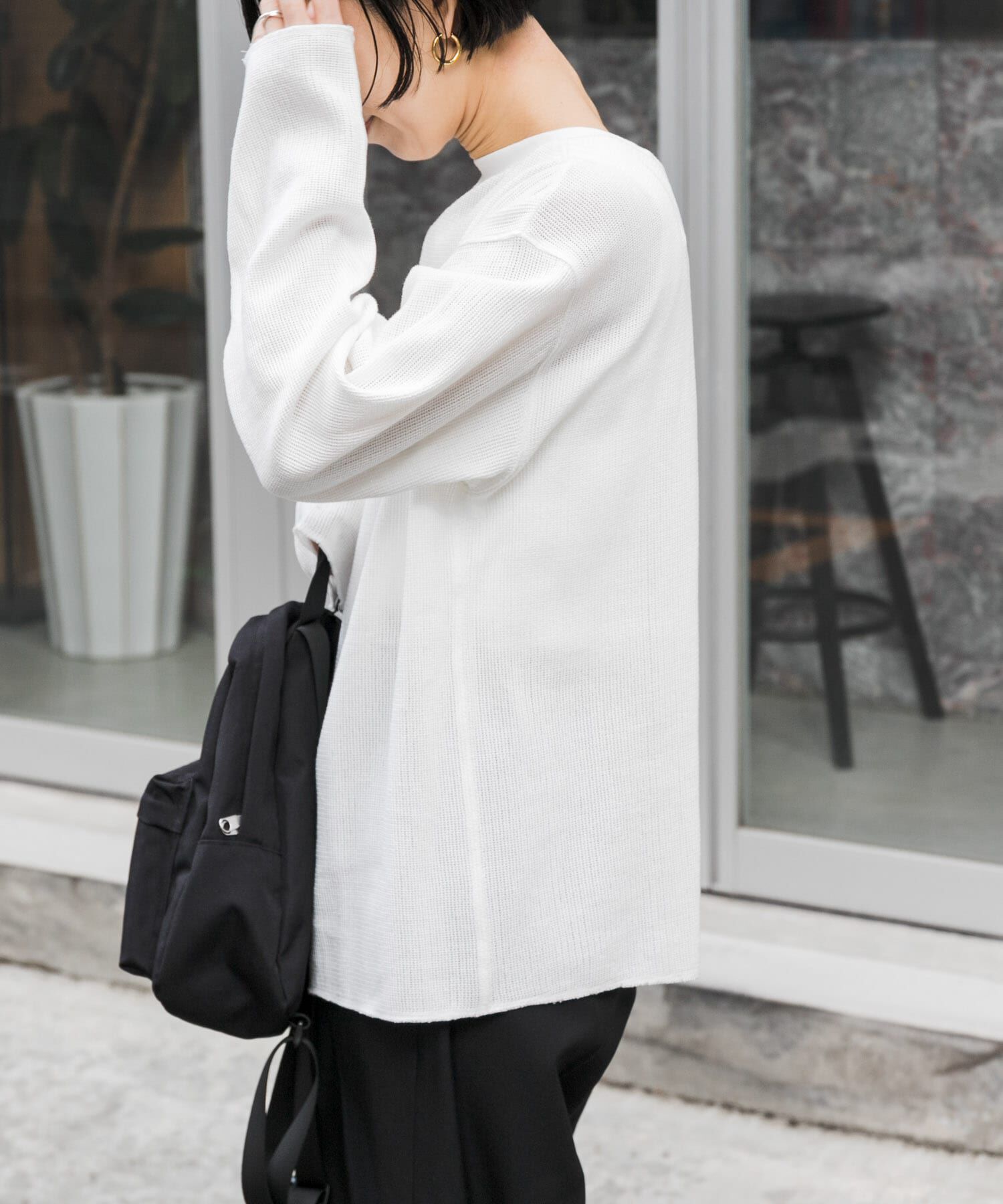 URBAN RESEARCH DOORS「FORK&SPOON　メッシュロングスリーブプルオーバー」|Tシャツ・カットソー|