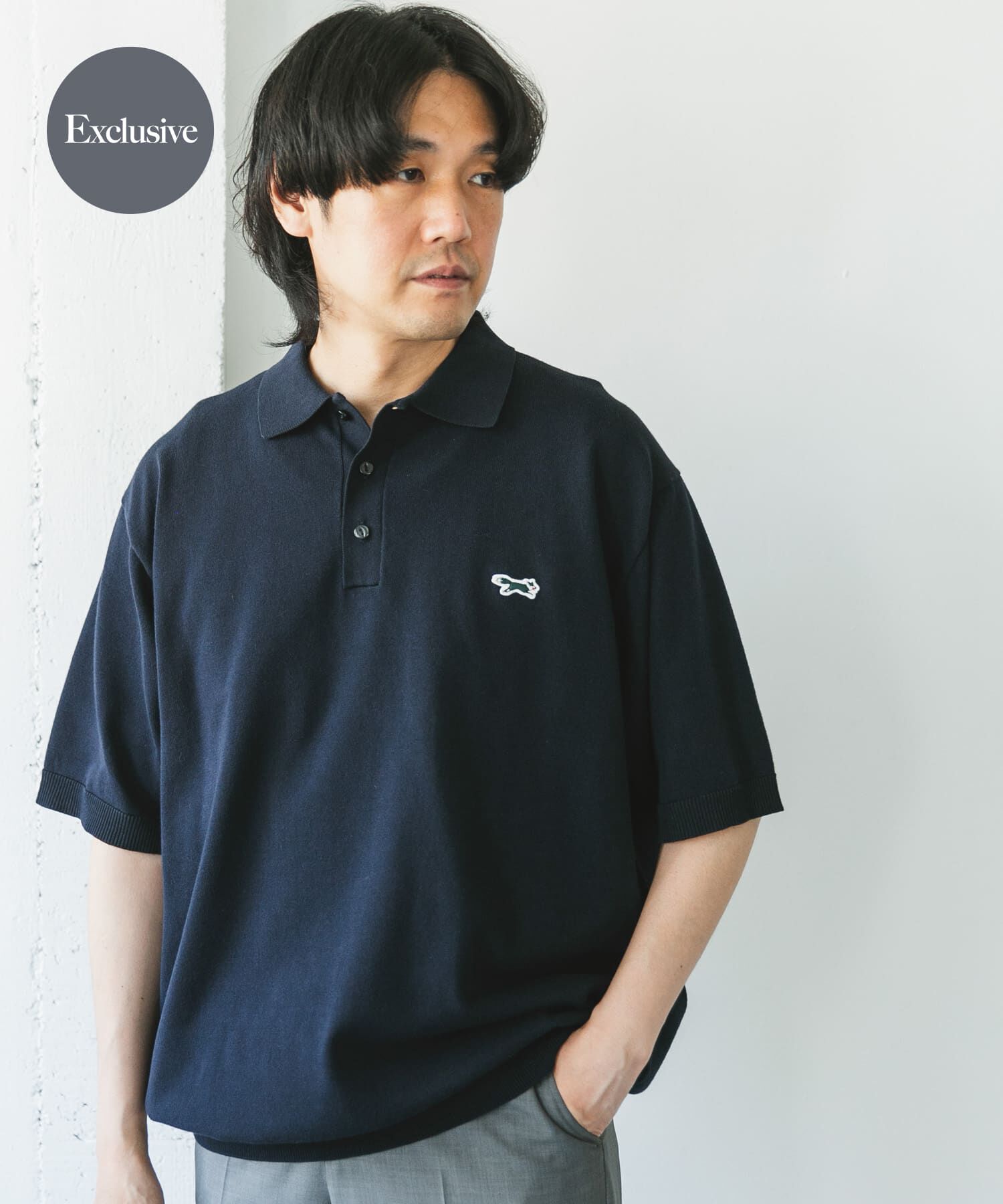 URBAN RESEARCH DOORS「『XLサイズ/WEB限定』『別注』PENNEYS&times;DOORS　THE FOX ハイゲージ ニットポロ」|ポロシャツ|ネイビー