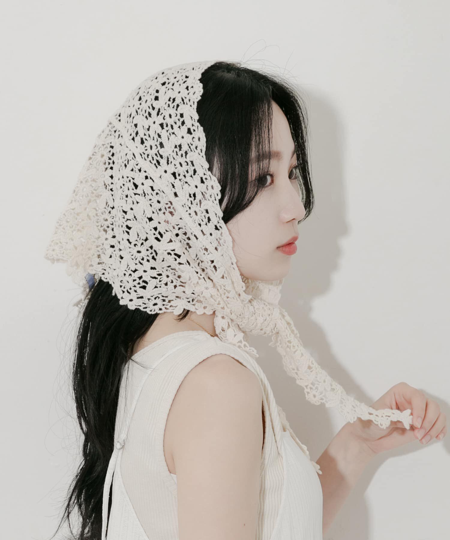 SMELLY「クロシェスカーフ」|バンダナ・スカーフ|アイボリー