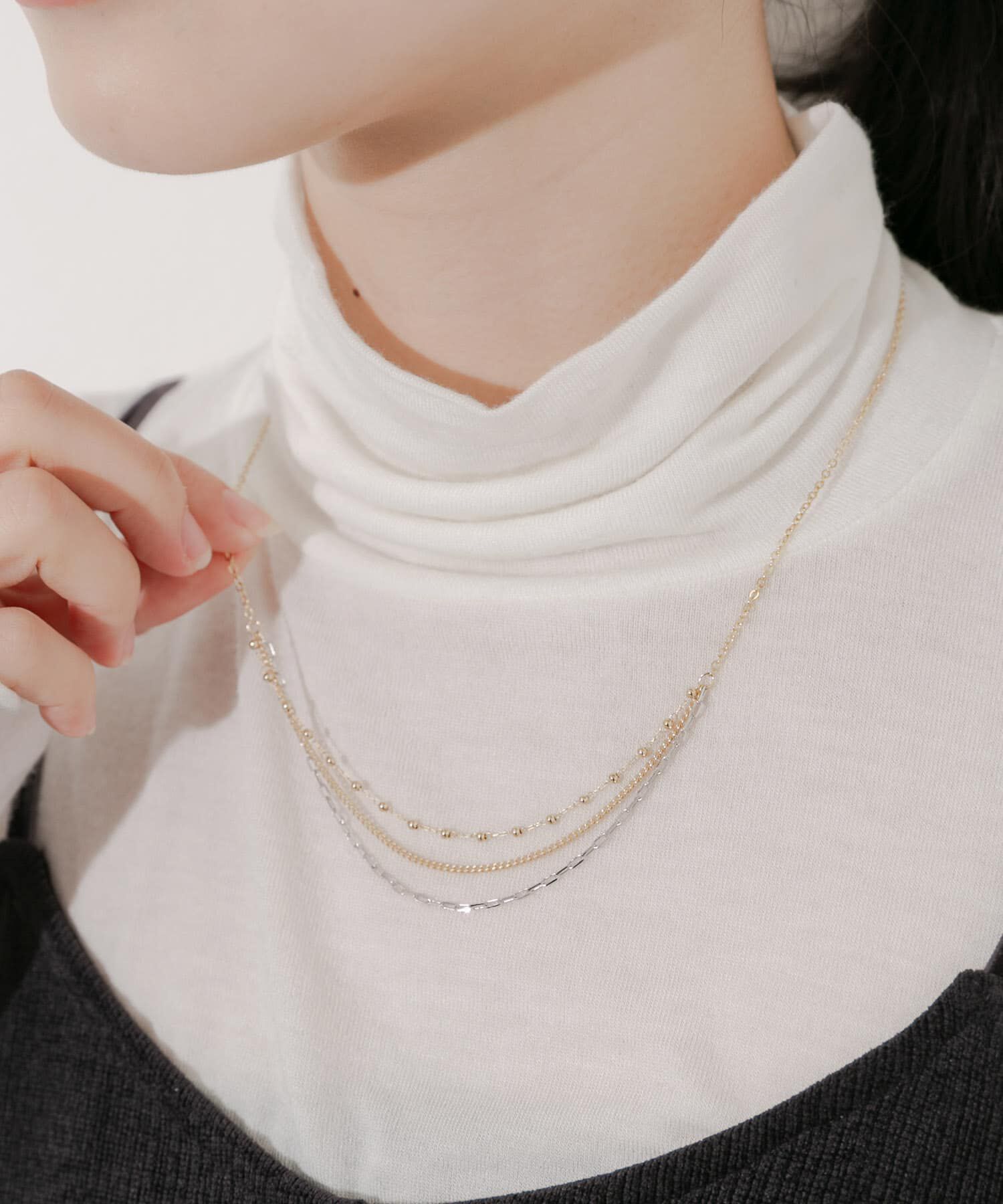 SMELLY「コンビメッキトリプルチェーンネックレス」|ネックレス|