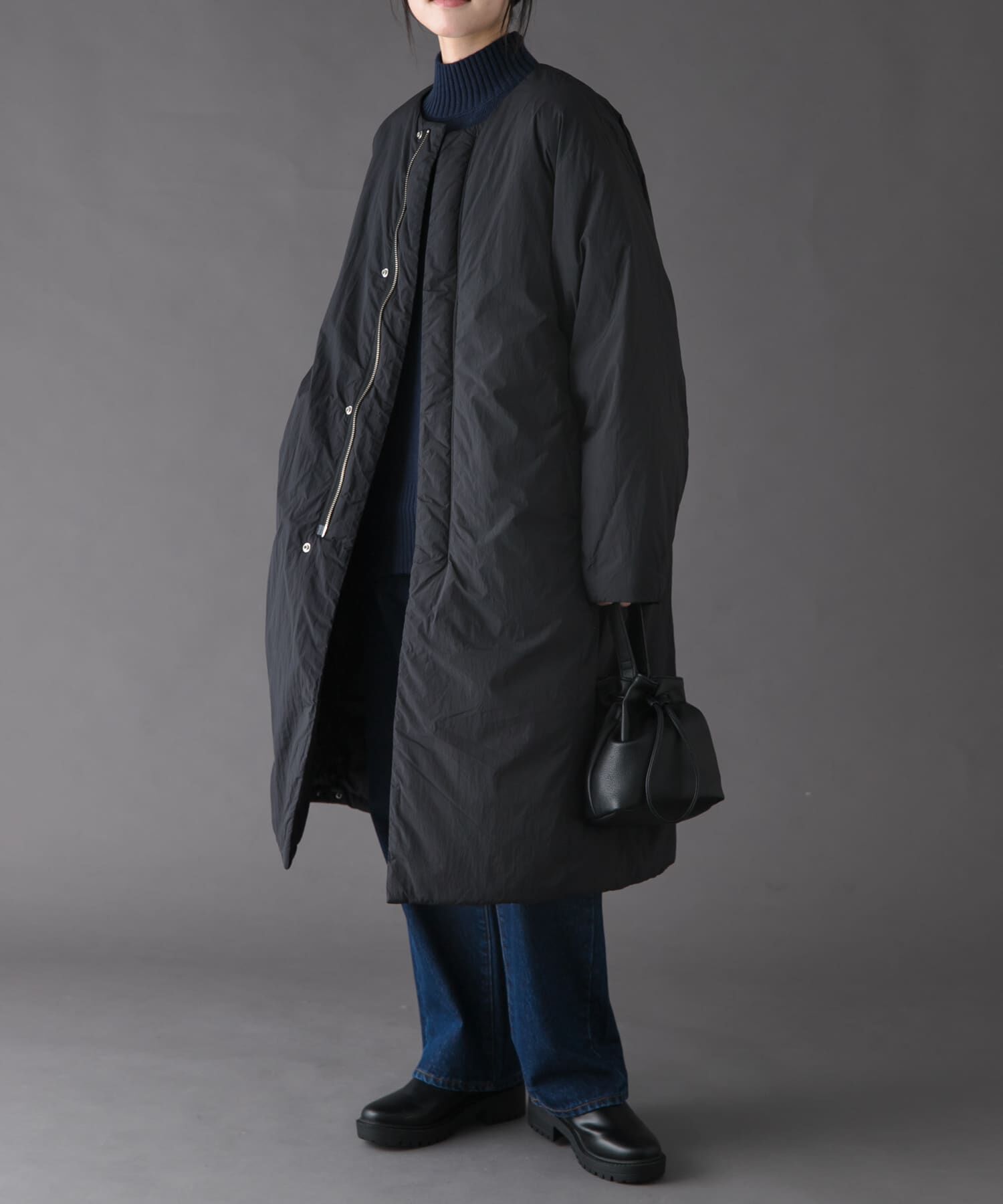 URBAN RESEARCH DOORS「FORK&SPOON　SORONAノーカラーコート」|ノーカラーコート|ブラック