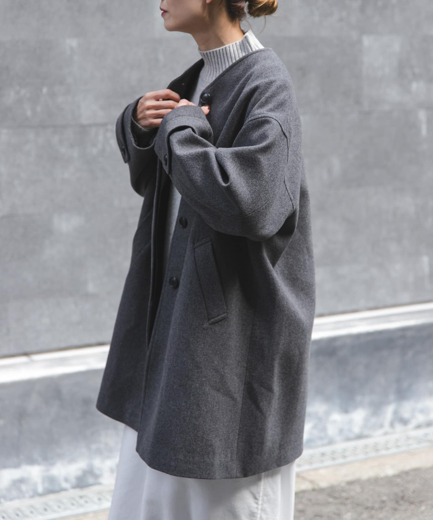 URBAN RESEARCH DOORS「FORK&SPOON　ウールノーカラーコート」|ノーカラーコート|
