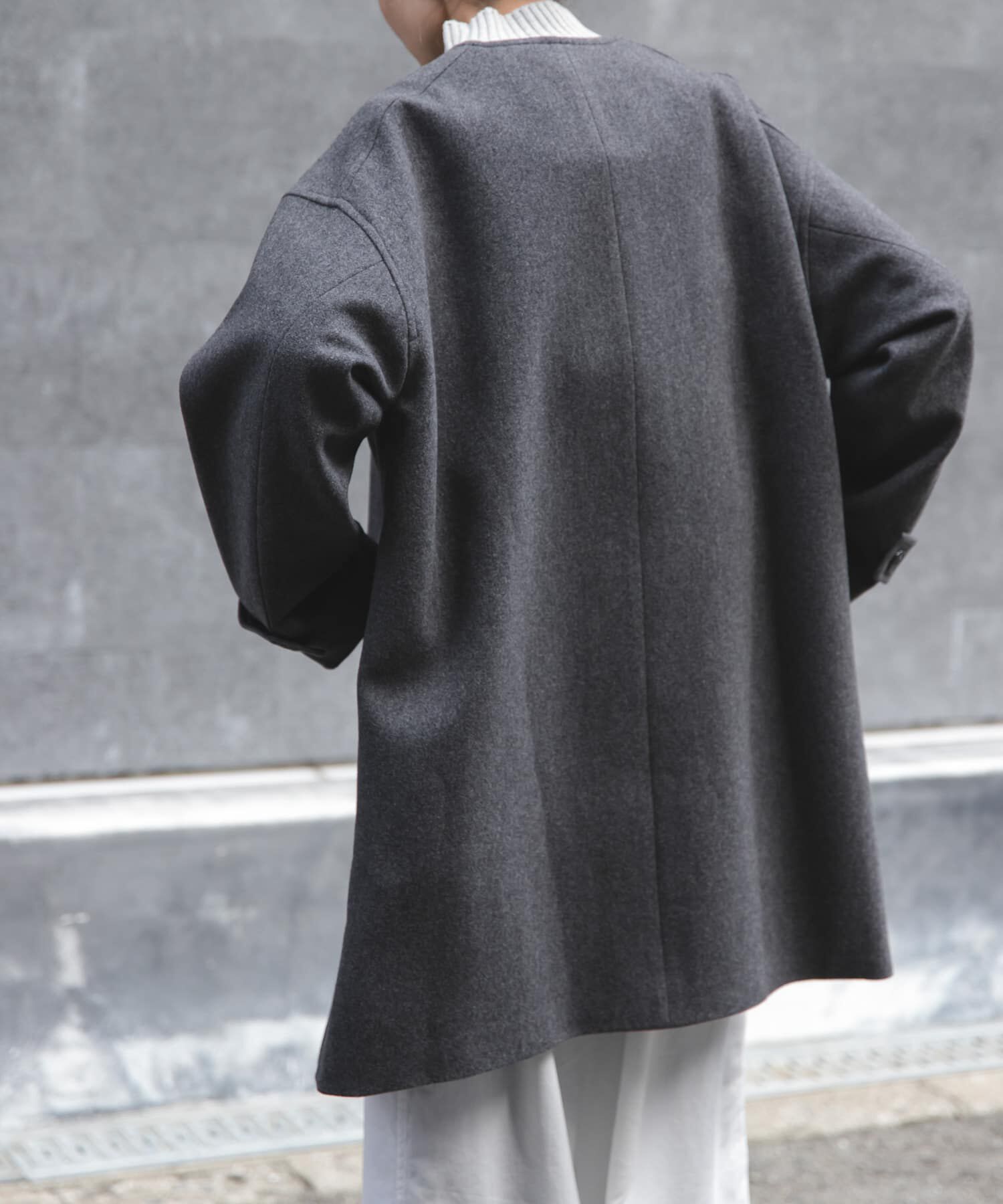 URBAN RESEARCH DOORS「FORK&SPOON　ウールノーカラーコート」|ノーカラーコート|