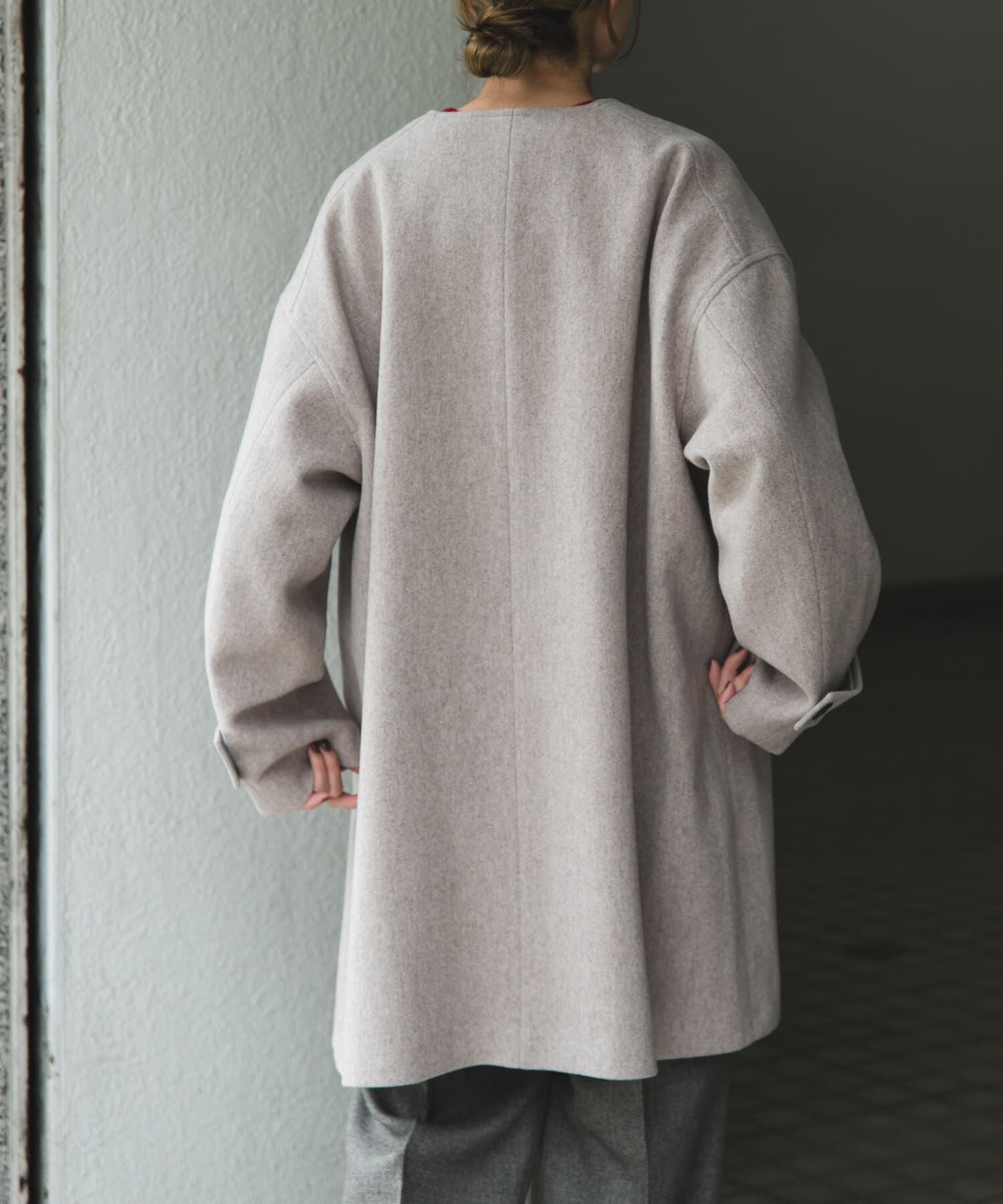 URBAN RESEARCH DOORS「FORK&SPOON　ウールノーカラーコート」|ノーカラーコート|