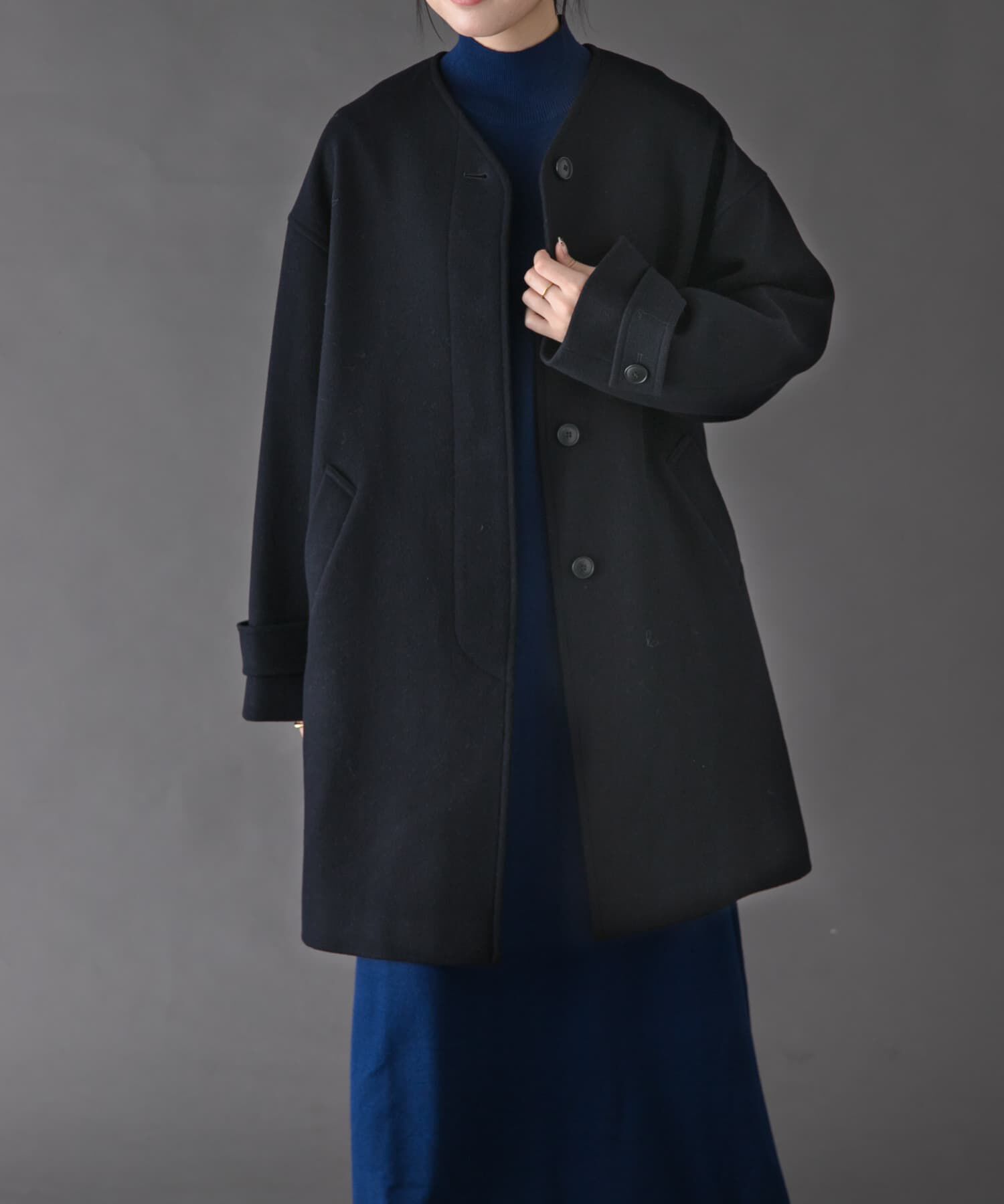 URBAN RESEARCH DOORS「FORK&SPOON　ウールノーカラーコート」|ノーカラーコート|