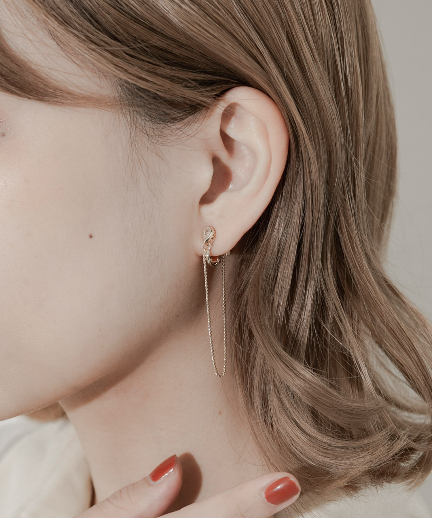 SMELLY「ビジューロングチェーンイヤリング」|イヤリング|