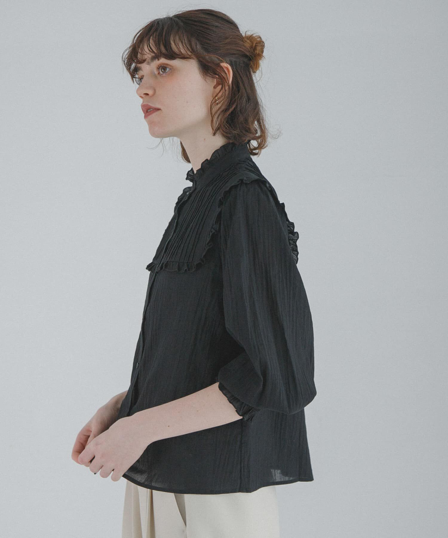 Sonny Label 「『WEB限定』スタンドカラーピンタックフリルシャツ」|シャツ・ブラウス|