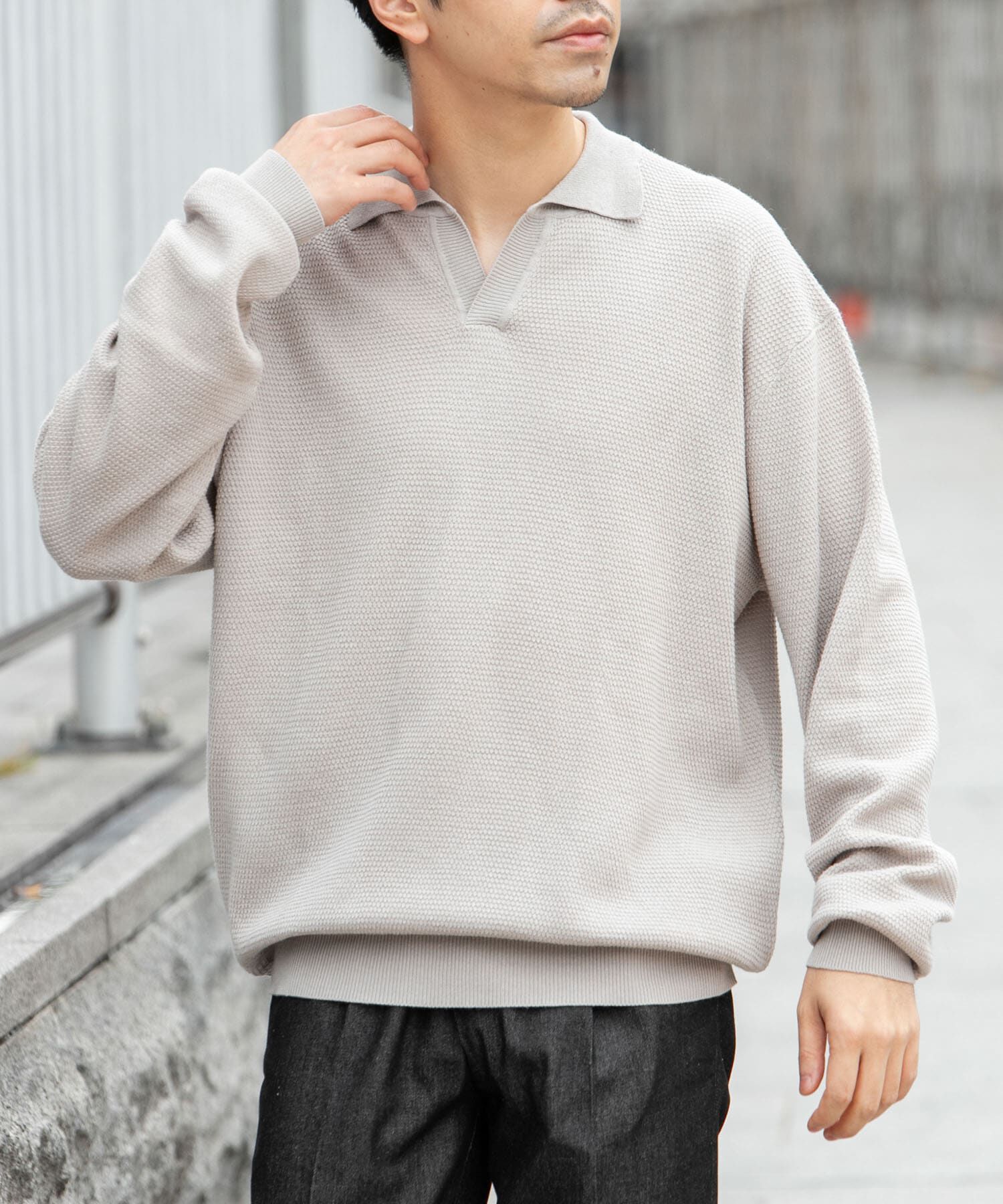 URBAN RESEARCH ROSSO「『WEB限定』変形カノコスキッパーニットポロ」|ニット・セーター|