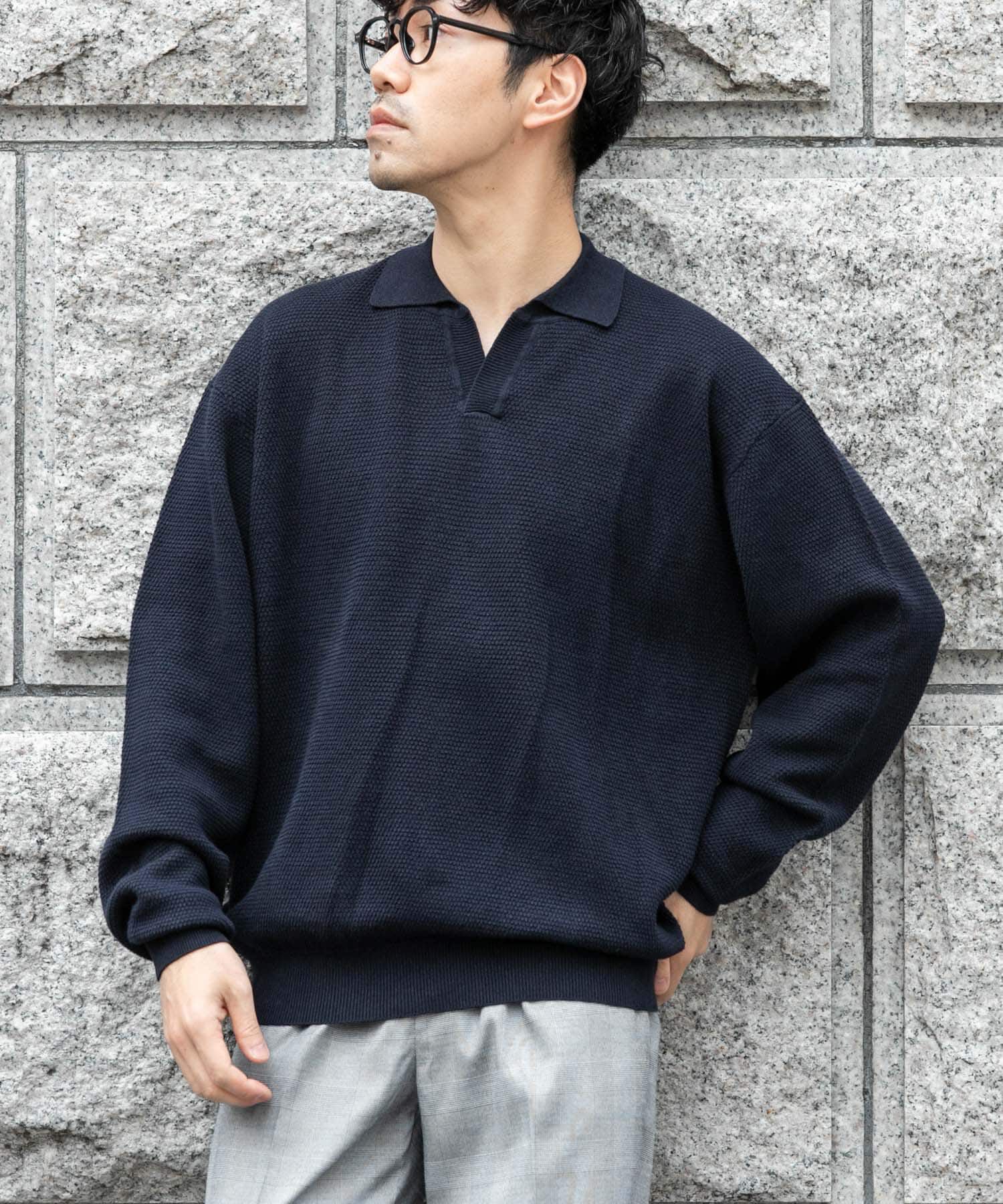 URBAN RESEARCH ROSSO「『WEB限定』変形カノコスキッパーニットポロ」|ニット・セーター|