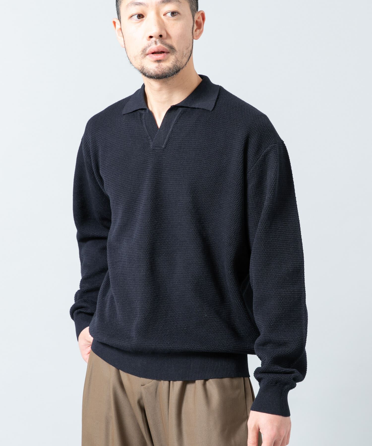 URBAN RESEARCH ROSSO「『WEB限定』変形カノコスキッパーニットポロ」|ニット・セーター|