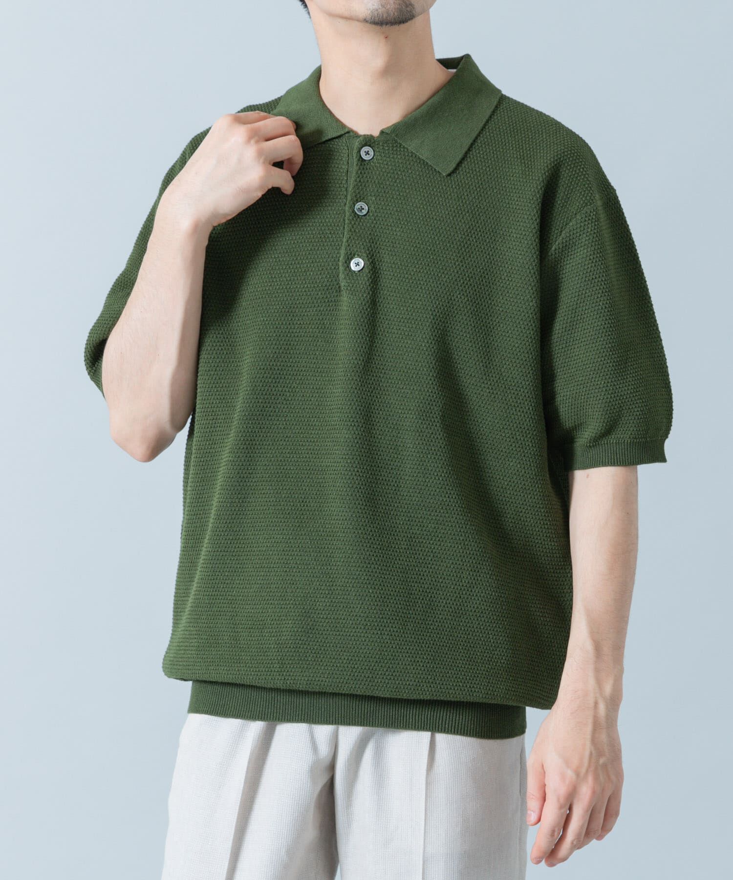 URBAN RESEARCH ROSSO「『WEB限定』変形カノコ半袖ニットポロ」|ポロシャツ|