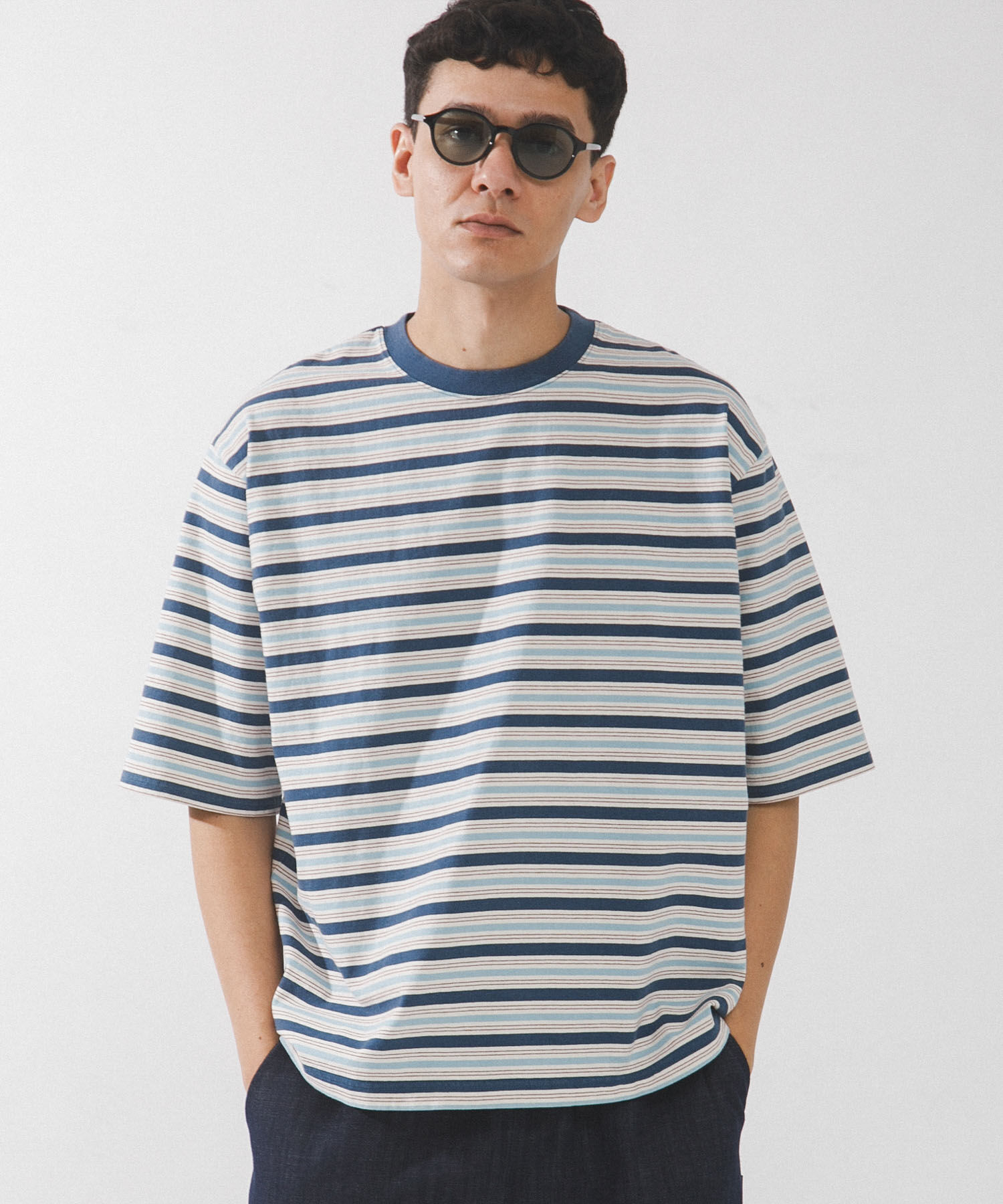 Sonny Label 「マルチボーダーショートスリーブTシャツ」|Tシャツ・カットソー|ブルー系その他