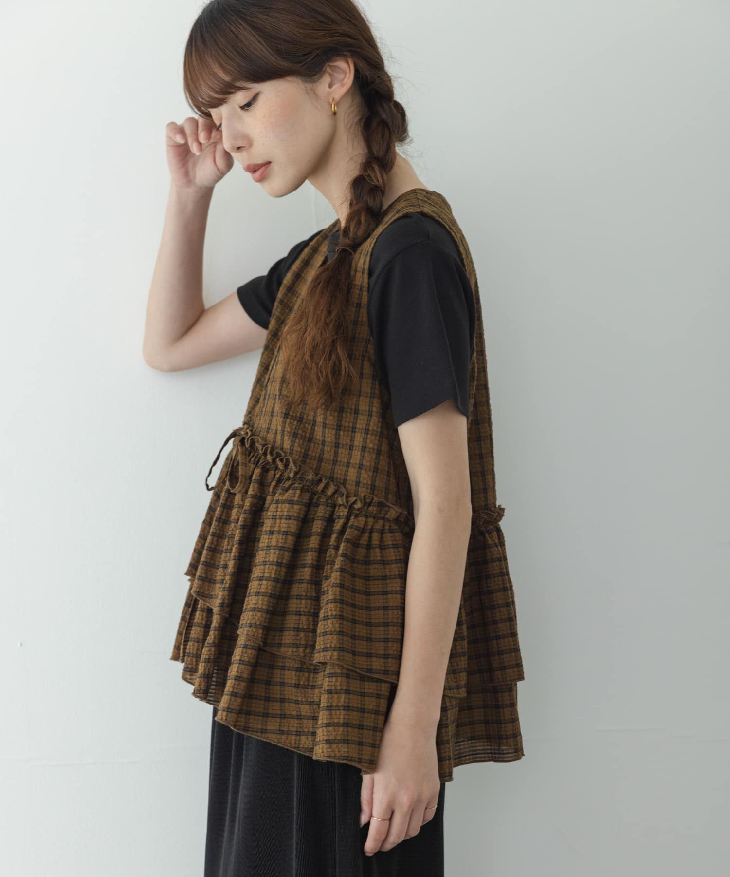 Sonny Label 「サッカーチェックペプラムベストブラウス」|シャツ・ブラウス|