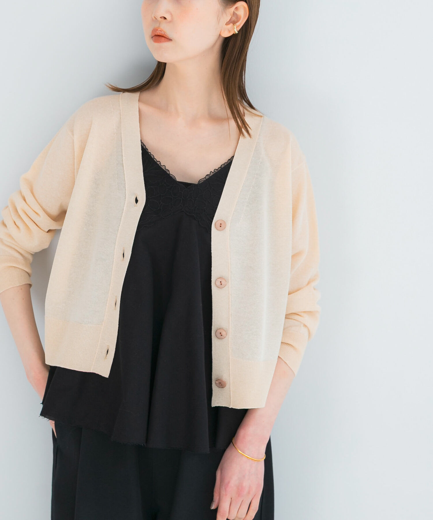 URBAN RESEARCH ROSSO「リネン混セミシアーカーディガン」|カーディガン|オレンジ系その他