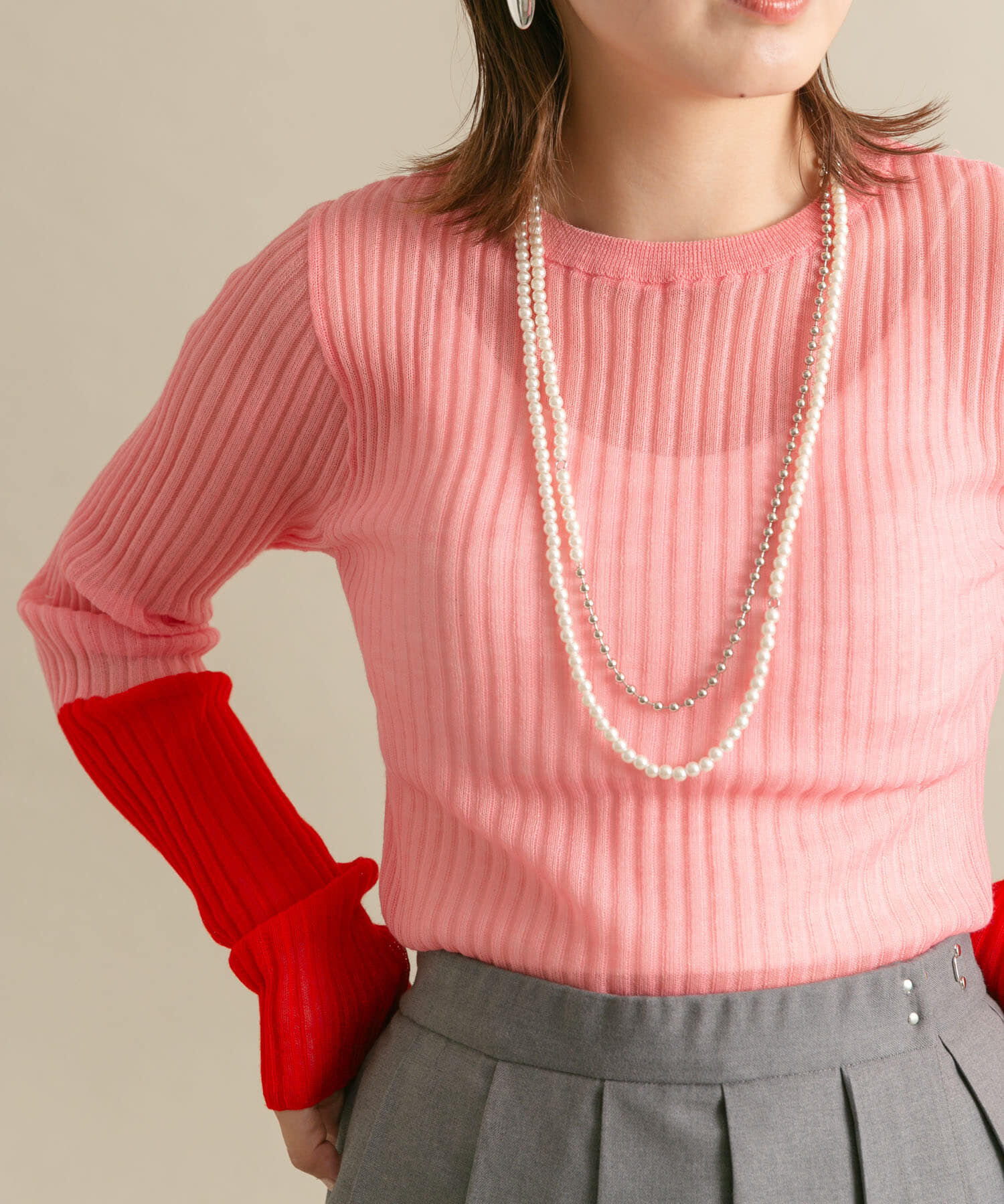  「ピン付きロングネックレス」|ネックレス|