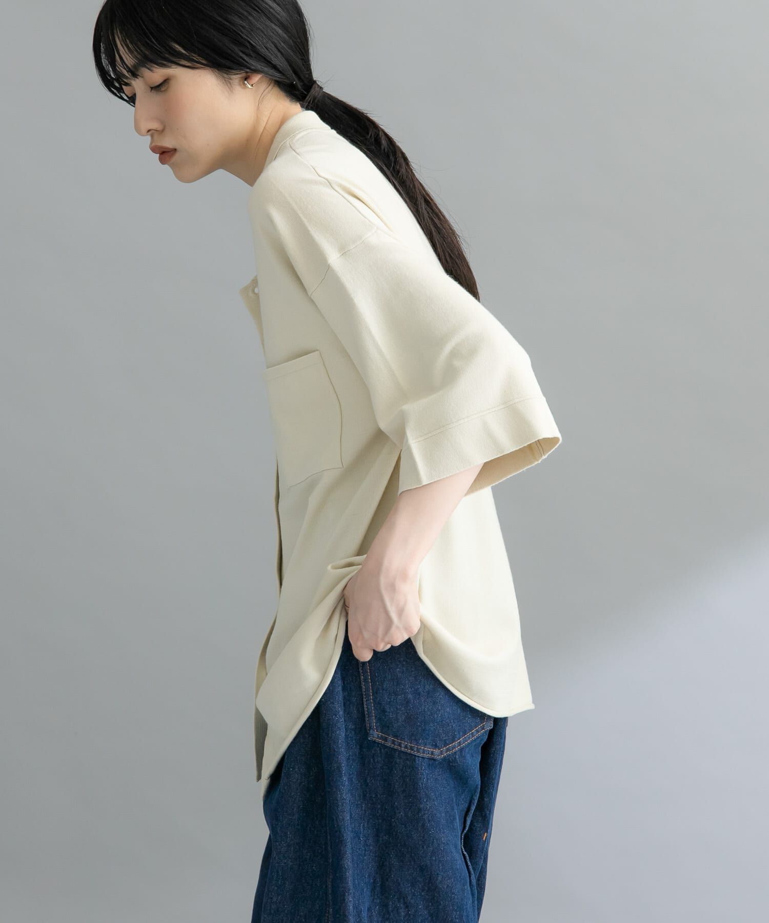  「『WEB限定』ルーズシルエットニットシャツ」|ニット・セーター|