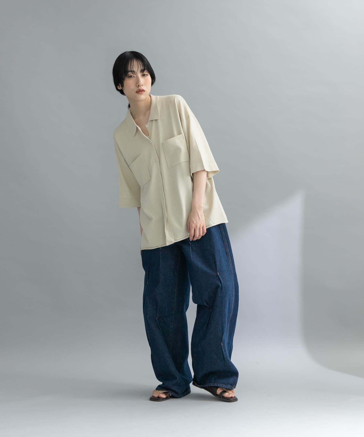  「『WEB限定』ルーズシルエットニットシャツ」|ニット・セーター|