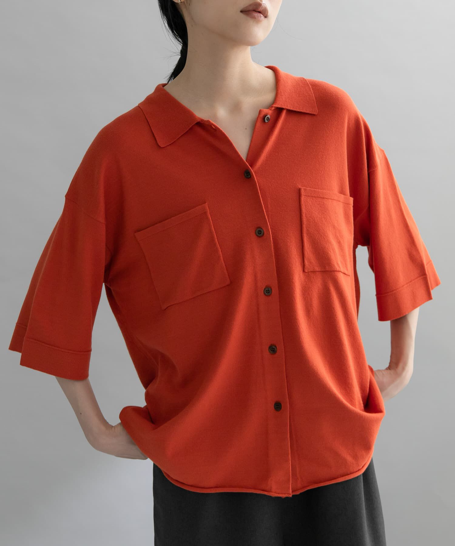  「『WEB限定』ルーズシルエットニットシャツ」|ニット・セーター|