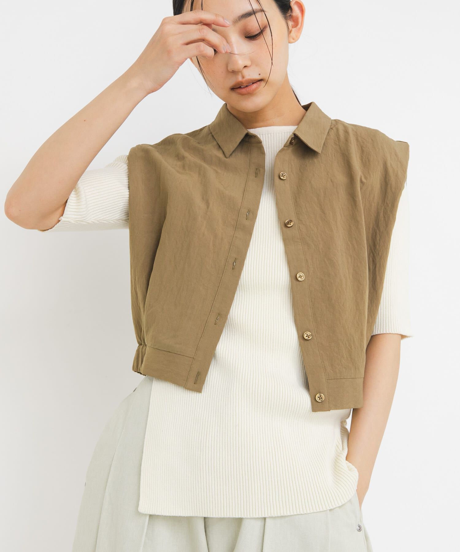  「アシンメトリーRIBニット」|ニット・セーター|アイボリー