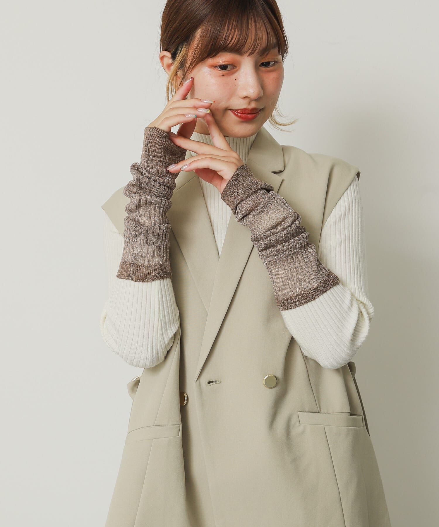 SENSE OF PLACE by URBAN RESEARCH「アソートアームウォーマー」|手袋|ブラウン