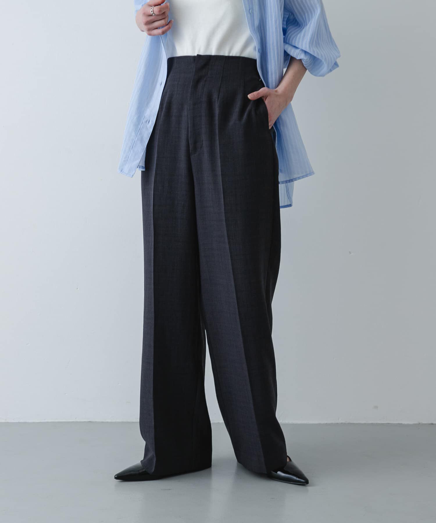 SENSE OF PLACE by URBAN RESEARCH「『一部WEB限定』『UR TECH DRYLUXE』リネンライクワイドパンツ」|その他|チャコールグレー