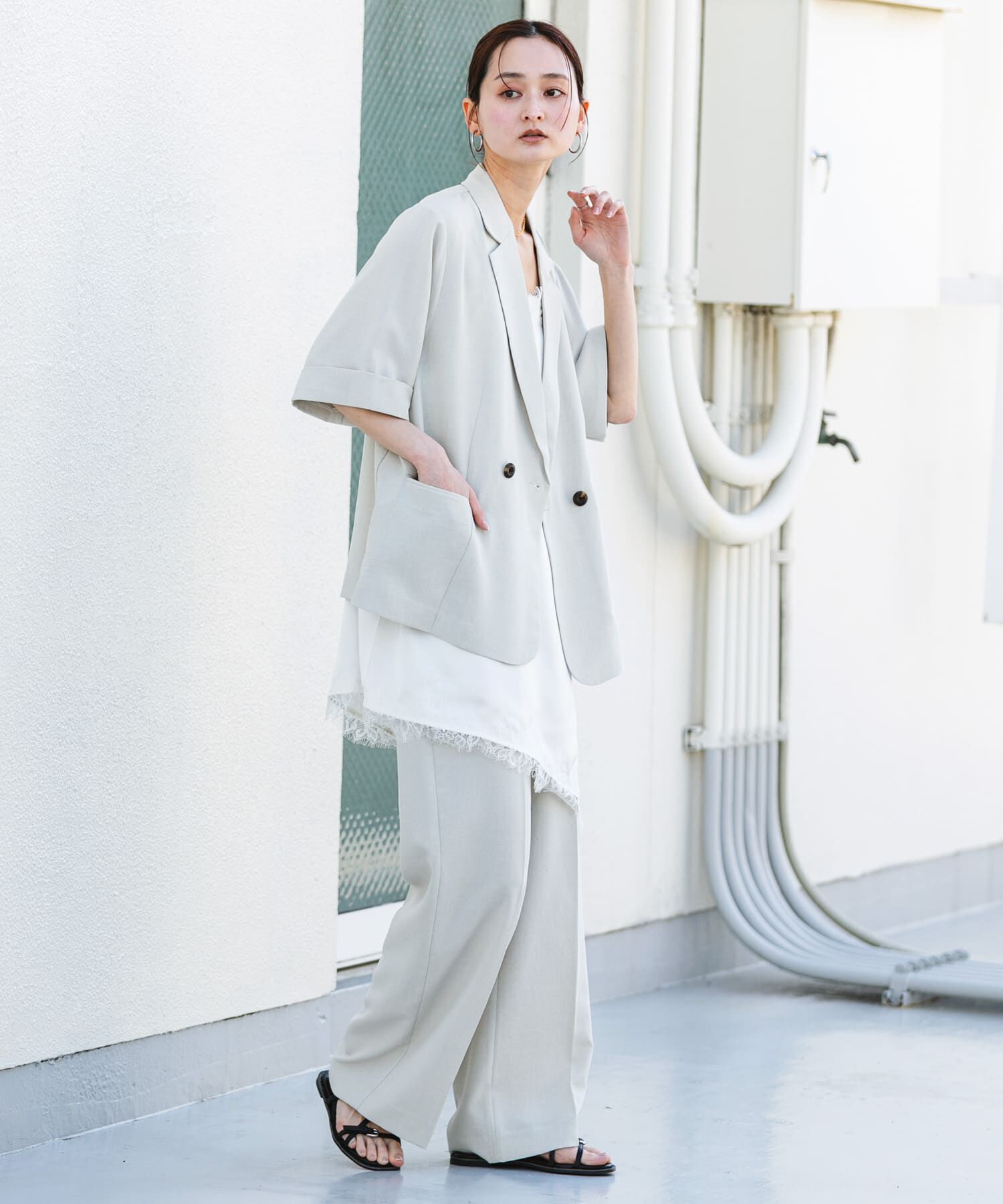 SENSE OF PLACE by URBAN RESEARCH「『一部WEB限定』『UR TECH DRYLUXE』リネンライクワイドパンツ」|その他|