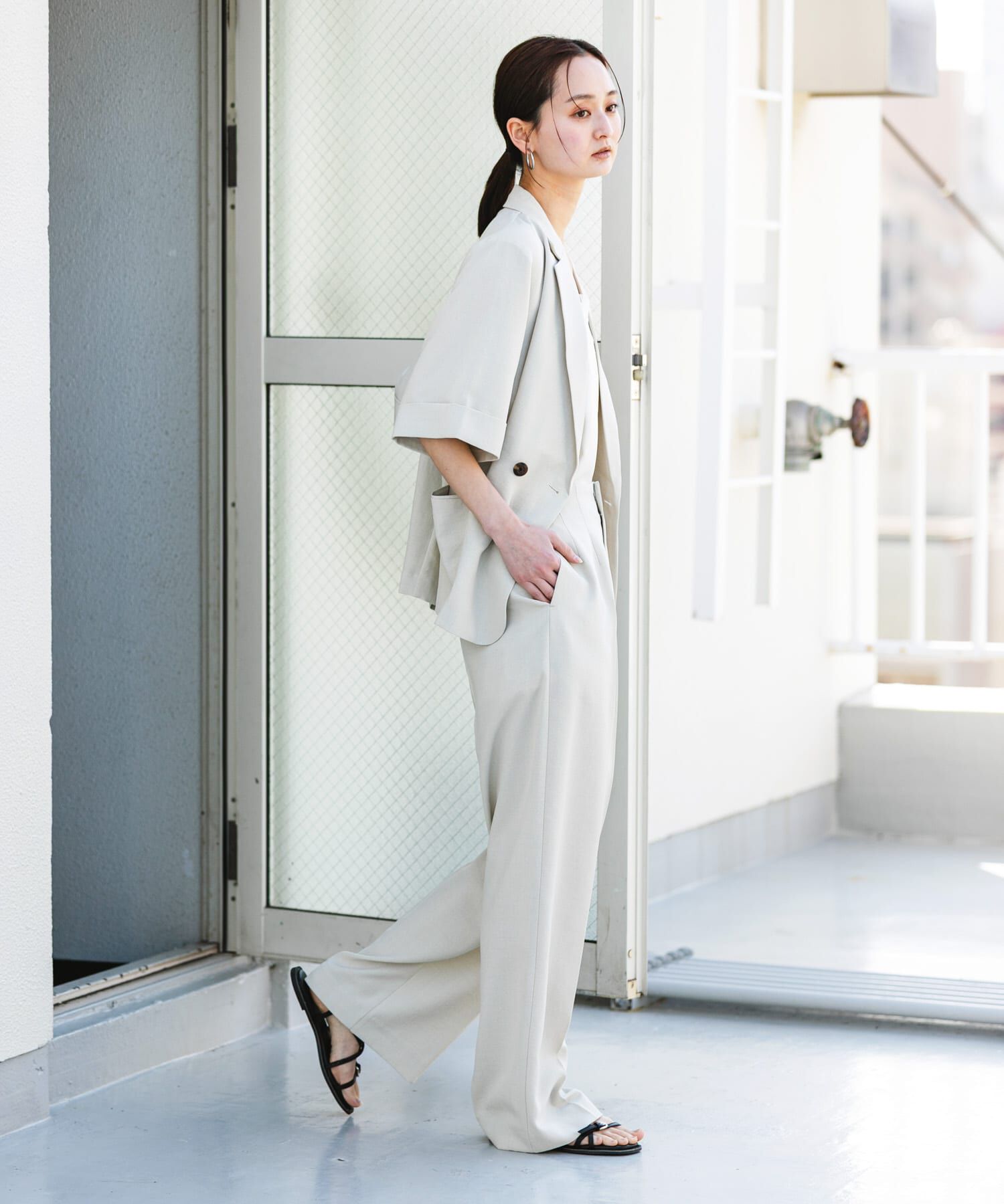 SENSE OF PLACE by URBAN RESEARCH「『一部WEB限定』『UR TECH DRYLUXE』リネンライクワイドパンツ」|その他|