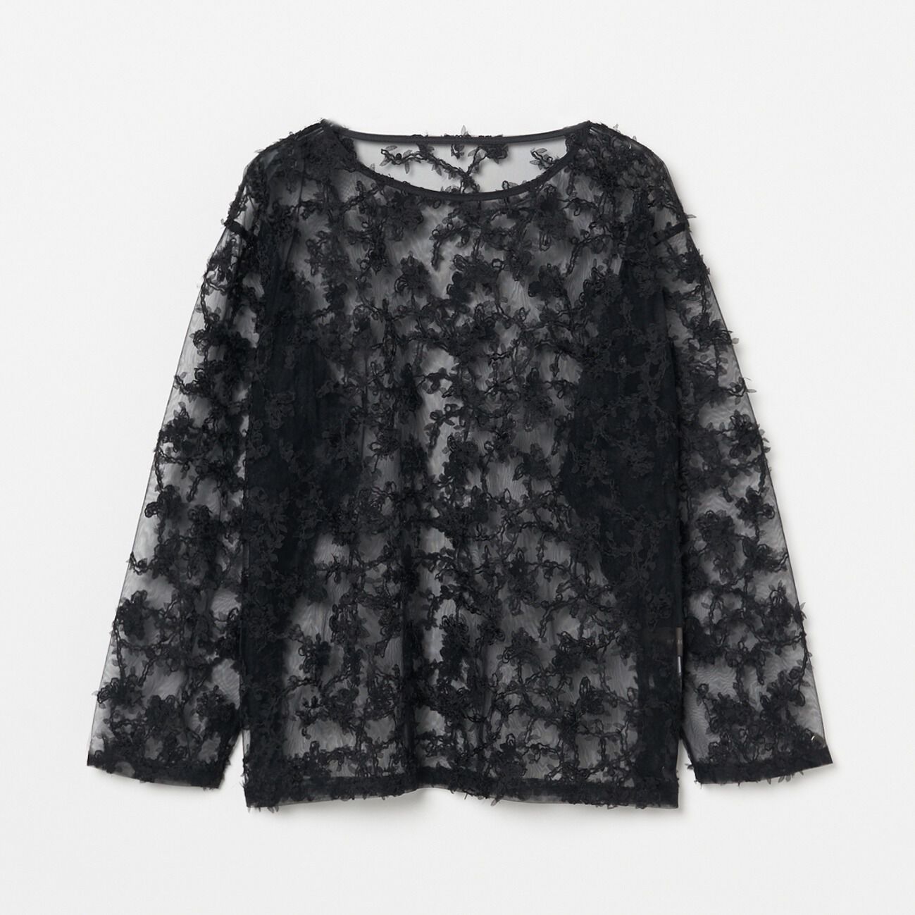 HELIOPOLE「HELIOPOLE FLORAL PATTERN SHEER BLOUSE」|シャツ・ブラウス|ブラック