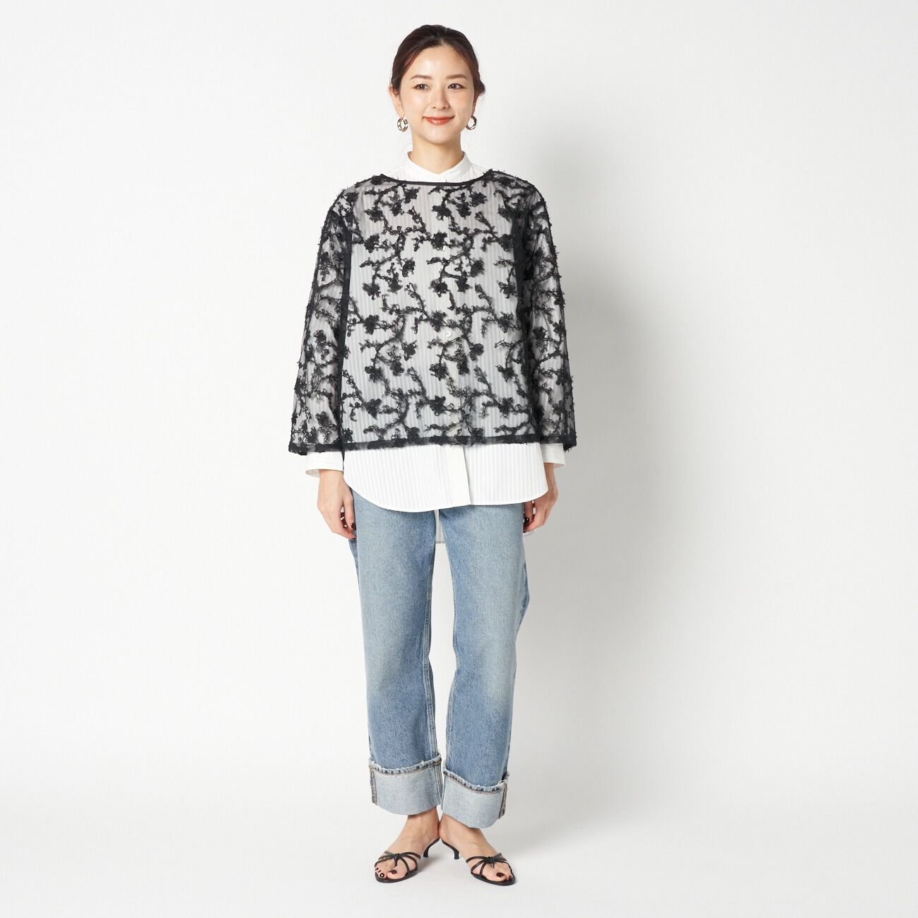 HELIOPOLE「HELIOPOLE FLORAL PATTERN SHEER BLOUSE」|シャツ・ブラウス|