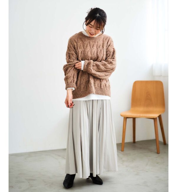 le.coeur blanc「《手洗い可能》モヘヤケーブルニットプルオーバー」|ニット・セーター|