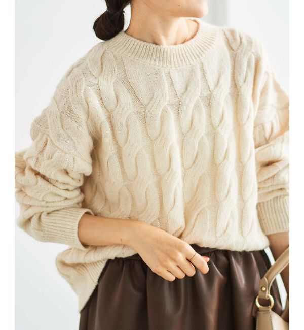le.coeur blanc「《手洗い可能》モヘヤケーブルニットプルオーバー」|ニット・セーター|