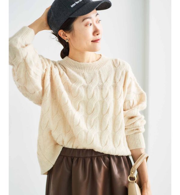 le.coeur blanc「《手洗い可能》モヘヤケーブルニットプルオーバー」|ニット・セーター|