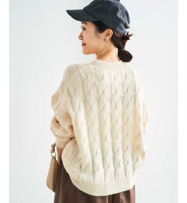le.coeur blanc「《手洗い可能》モヘヤケーブルニットプルオーバー」|ニット・セーター|