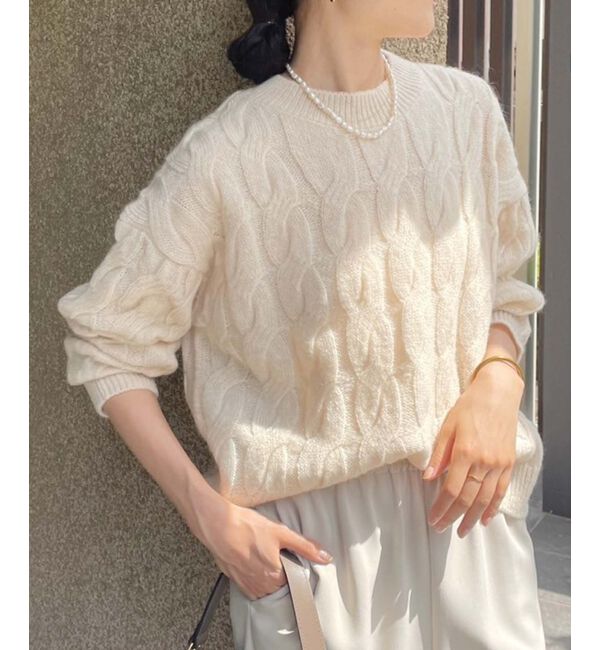 le.coeur blanc「《手洗い可能》モヘヤケーブルニットプルオーバー」|ニット・セーター|