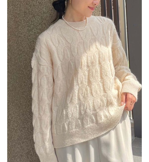 le.coeur blanc「《手洗い可能》モヘヤケーブルニットプルオーバー」|ニット・セーター|