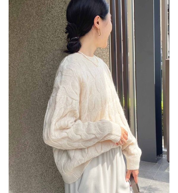 le.coeur blanc「《手洗い可能》モヘヤケーブルニットプルオーバー」|ニット・セーター|