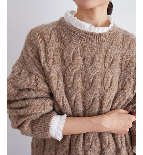 le.coeur blanc「《手洗い可能》モヘヤケーブルニットプルオーバー」|ニット・セーター|