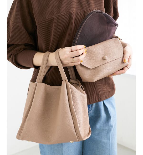  「3setソフトレザー調バッグ」|トートバッグ|ベージュ