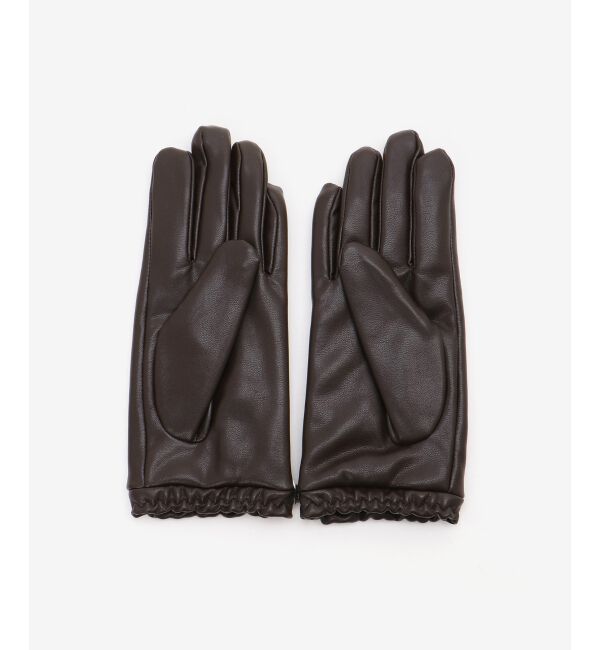  「ギャザーフェイクレザーグローブ」|手袋|