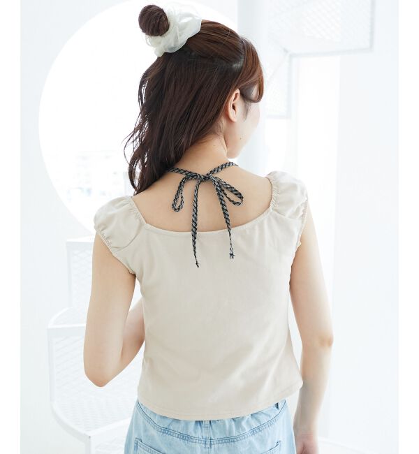  「配色ホルターネックトップス」|Tシャツ・カットソー|