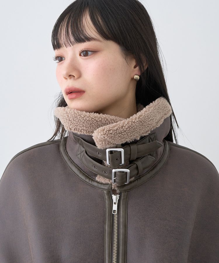 earth music&ecology「フェイクムートンジャケット」|ブルゾン・スタジャン|