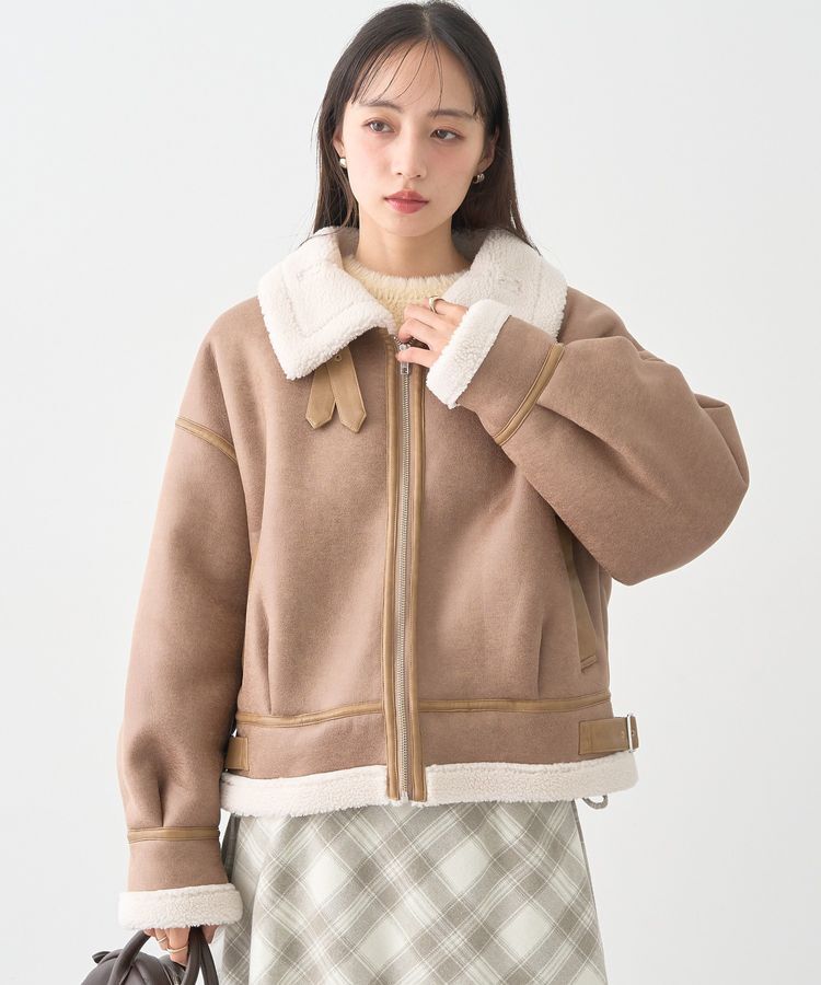 earth music&ecology「フェイクムートンジャケット」|ブルゾン・スタジャン|