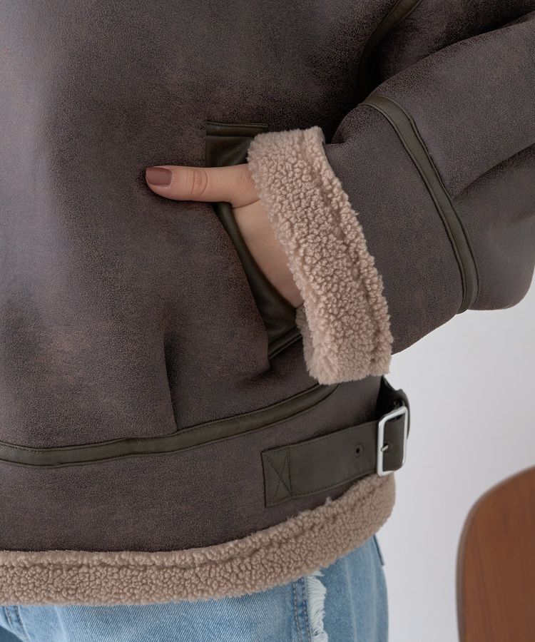 earth music&ecology「フェイクムートンジャケット」|ブルゾン・スタジャン|